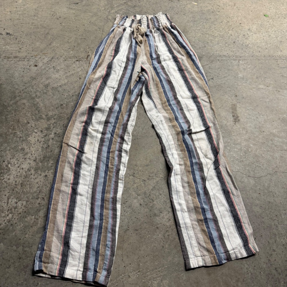 Sky and Sparrow Women's Striped‎ Linen Pants Sz XS Nautical Boho